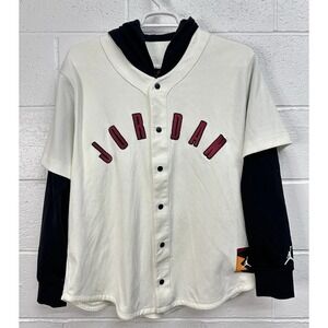 Nike Air Jordan Flight MVP Baseball Hoodie Jersey FB7034-133 Men's Large